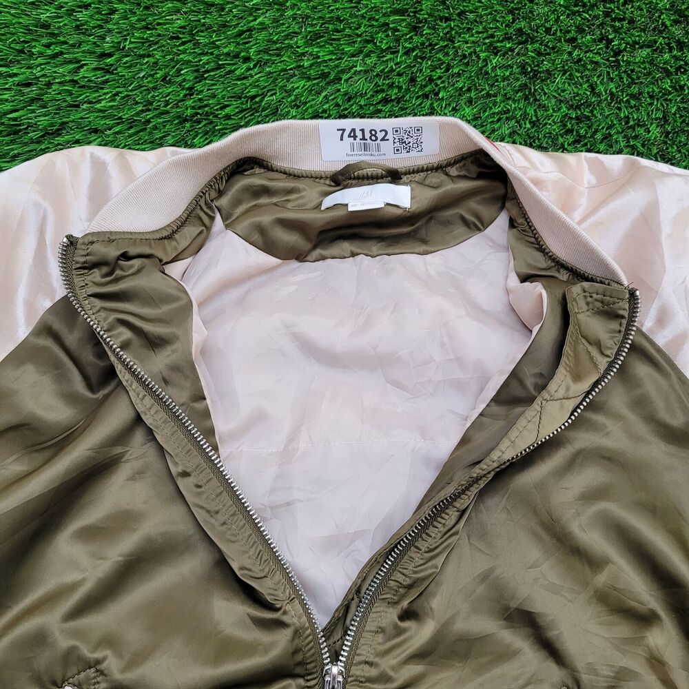 Phoenix Bomber Jacket M/L 21x21 Taupe Boxy Colorblock - Picture 12 of 13